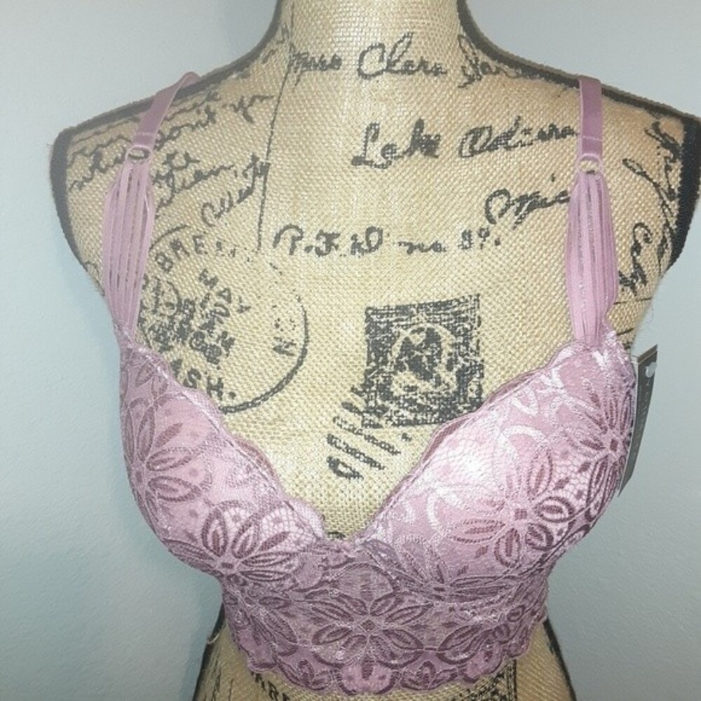 Youmita Mesa Rose Floral Lace Trim Longline Lace 38B Bra NWT
